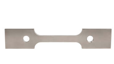 Flat specimen with locking pins for tensile tests to ISO 6892-2