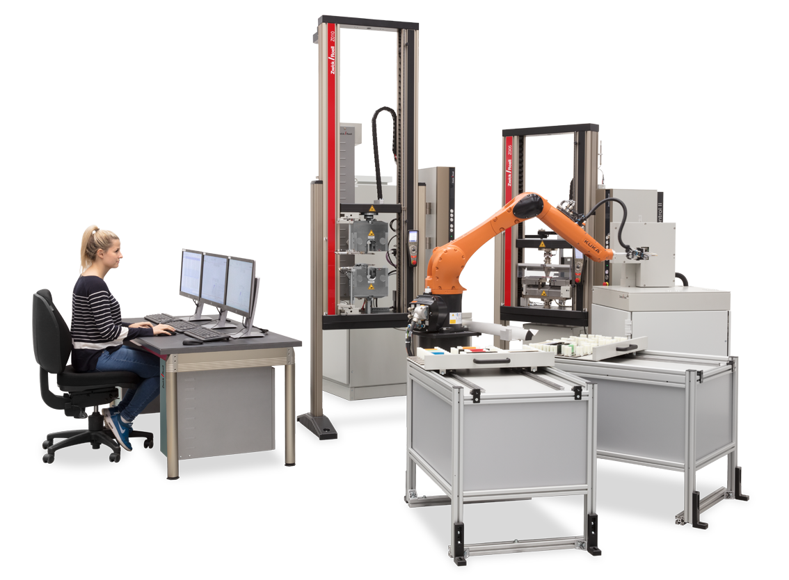 Máquina de ensaios robotizados roboTest R para ensaio automatizado em metais